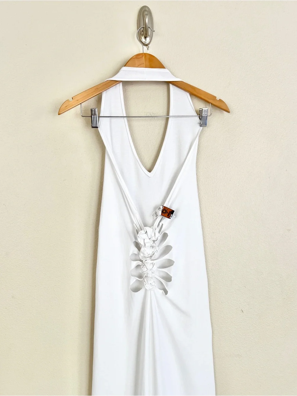 Vintage JEAN PAUL GAULTIER Soleil 2001 Rosette Cutout Halter Maxi Dress in White - Picture 12 of 12